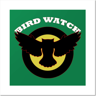 Bird Watch with Owl Silhouette Posters and Art